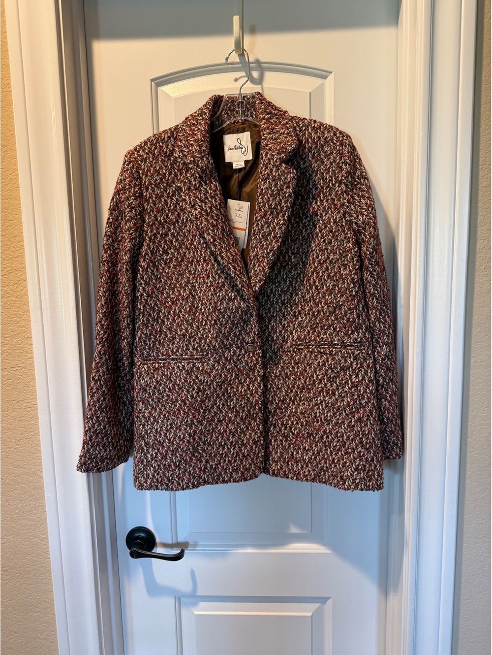NWT Sam Edelman Gardenia Autumn Chevron Tweed Blazer Size Small